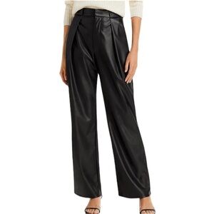 NWT MOTHER Faux Leather 29 wide Leg Pants high rise pleated tunnel vision